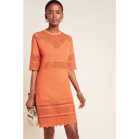 Anthropologie | Dresses | Nwt Aryessa Cannelle Eyelet Tunic Dress Pumpkin S  | Poshmark